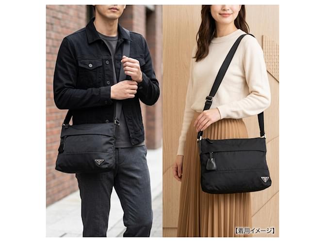 Borsa a tracolla in nylon Prada Nero - vista 11