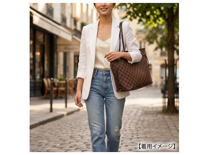 Borsa Tote Louis Vuitton Neverfull MM Damier Marrone Damier ebene - vista 14