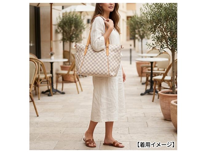 Borsa Tote Louis Vuitton Totally MM Damier Azur Bianco Multicolore - vista 11