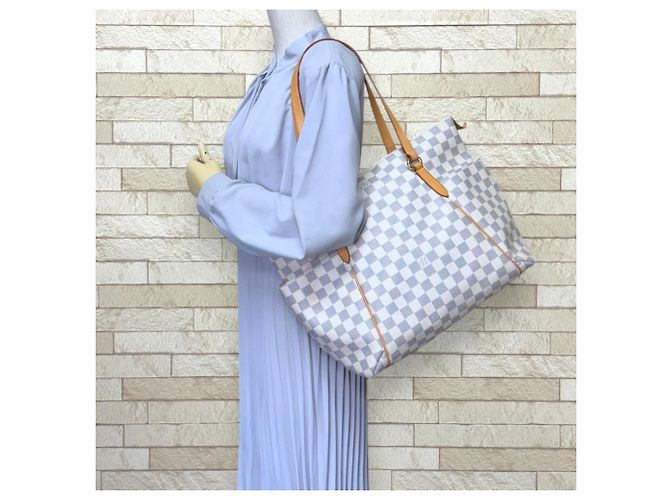 Borsa Tote Louis Vuitton Totally MM Damier Azur Bianco Multicolore - vista 2