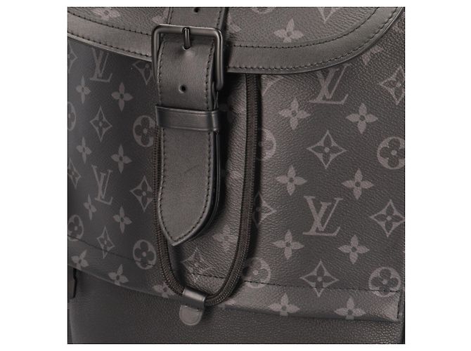Zaino Louis Vuitton Saumur Monogram Eclipse Marrone Nero Monogramma - vista 9