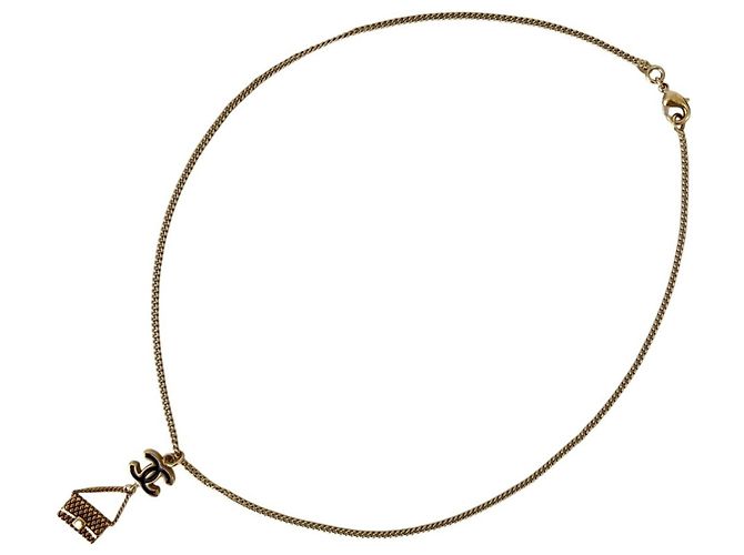 Chanel Coco Mark Matelassé Taschenanhänger Halskette Golden - Ansicht 2