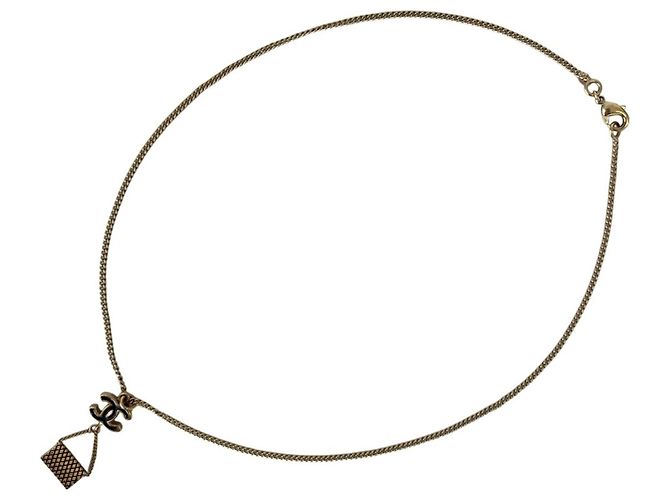 Chanel Coco Mark Matelassé Taschenanhänger Halskette Golden - Ansicht 3