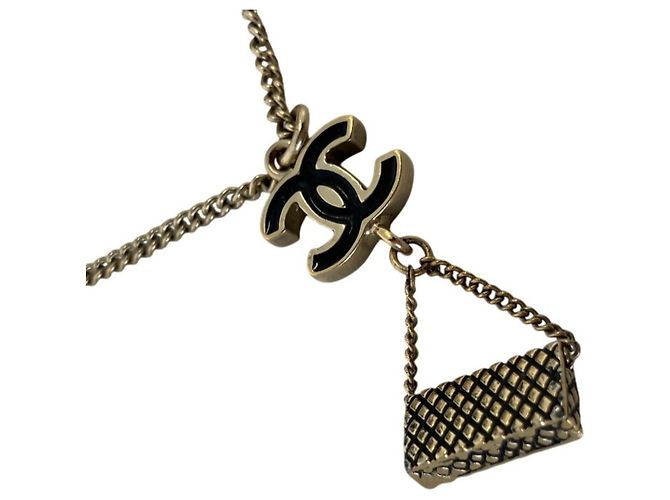 Chanel Coco Mark Matelassé Taschenanhänger Halskette Golden - Ansicht 5