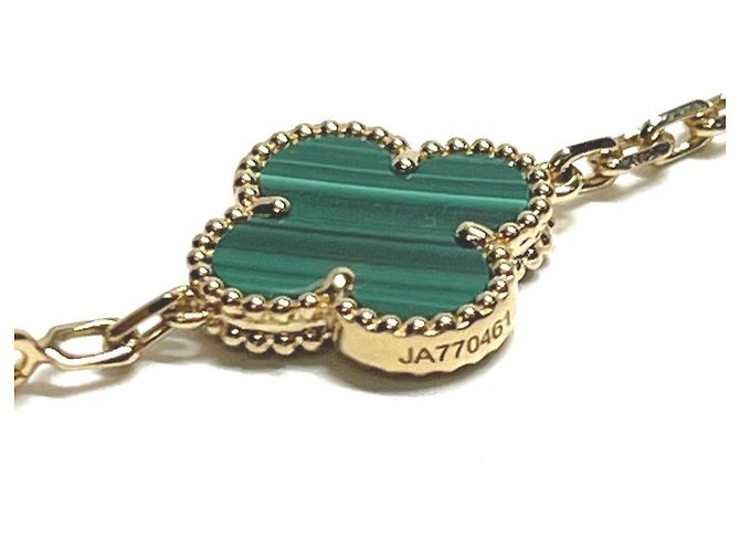 Bracciale Vintage Alhambra in oro giallo 18K e malachite con diamanti Van Cleef & Arpels D'oro Verde - vista 4