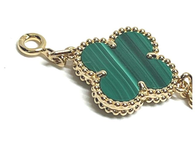 Bracciale Vintage Alhambra in oro giallo 18K e malachite con diamanti Van Cleef & Arpels D'oro Verde - vista 5