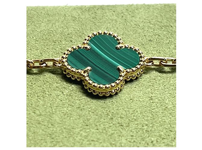 Bracciale Vintage Alhambra in oro giallo 18K e malachite con diamanti Van Cleef & Arpels D'oro Verde - vista 7