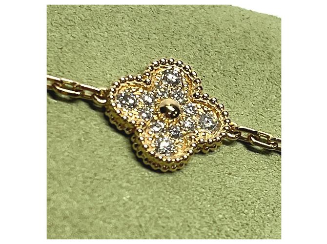Bracciale Vintage Alhambra in oro giallo 18K e malachite con diamanti Van Cleef & Arpels D'oro Verde - vista 9