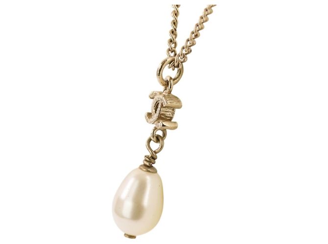 Collana a catena con perle e logo Coco di Chanel D'oro - vista 3