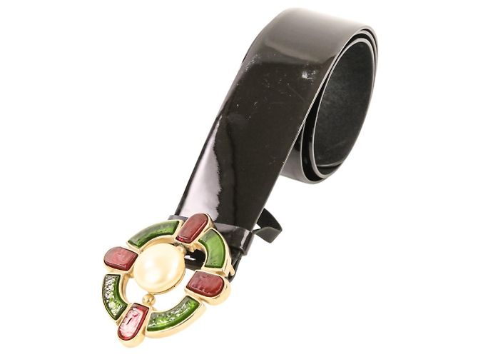 Cinturón de charol con hebilla Gris Poix Chanel Negro Roja Verde - vista 5