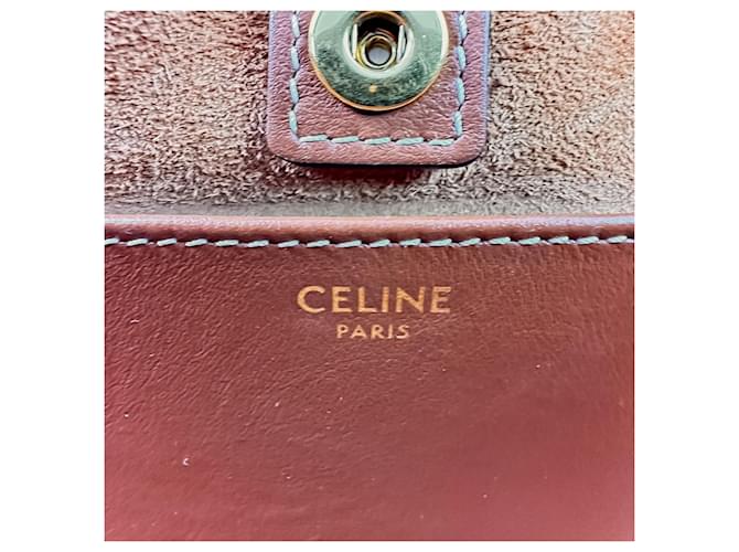 Céline Borsa Celine Small Cabas Drawstring Cuire Triomphe Marrone - vista 11