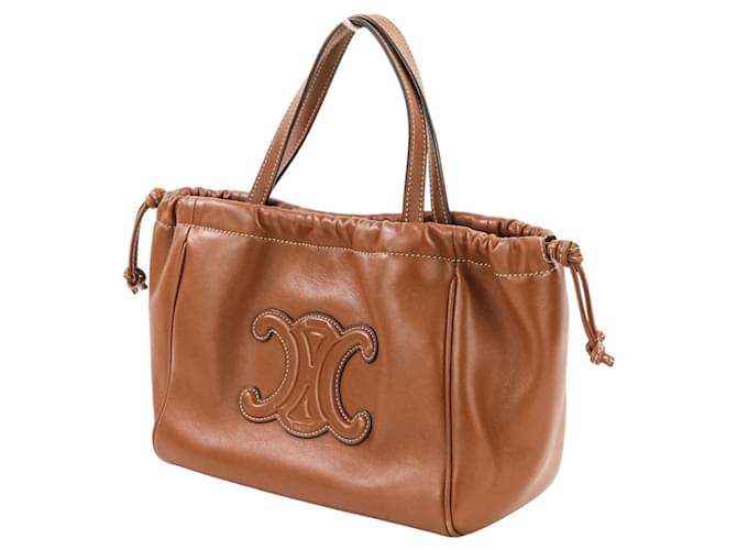 Céline Borsa Celine Small Cabas Drawstring Cuire Triomphe Marrone - vista 8