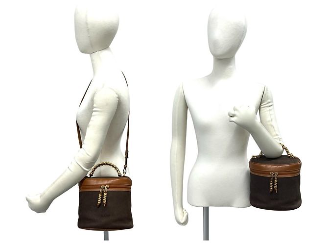 Loewe Velázquez Vintage Twist Handle Leder Schultertasche Braun - Ansicht 2