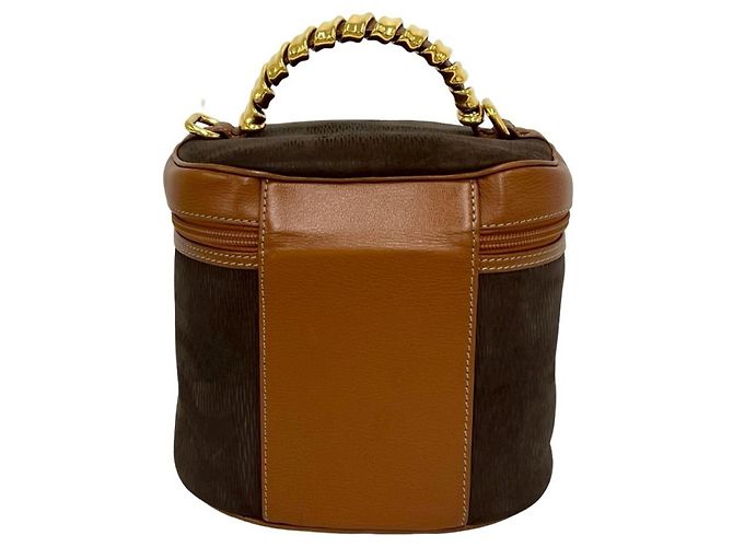 Loewe Velázquez Vintage Twist Handle Leder Schultertasche Braun - Ansicht 3