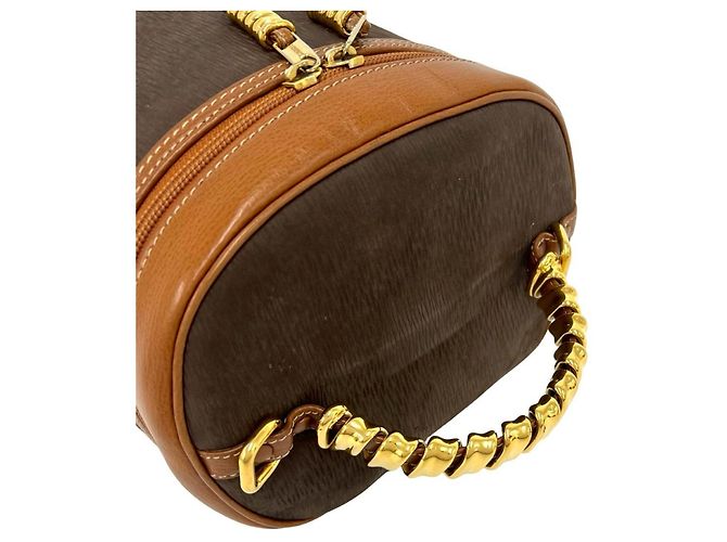 Loewe Velázquez Vintage Twist Handle Leder Schultertasche Braun - Ansicht 4