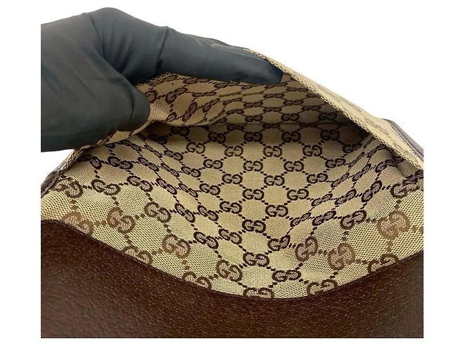 Mini borsa a tracolla Gucci Sherry Line GG Logo Pattern Marrone Rosso Verde - vista 10