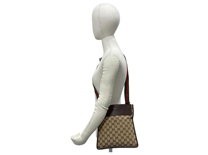Mini borsa a tracolla Gucci Sherry Line GG Logo Pattern Marrone Rosso Verde - vista 2