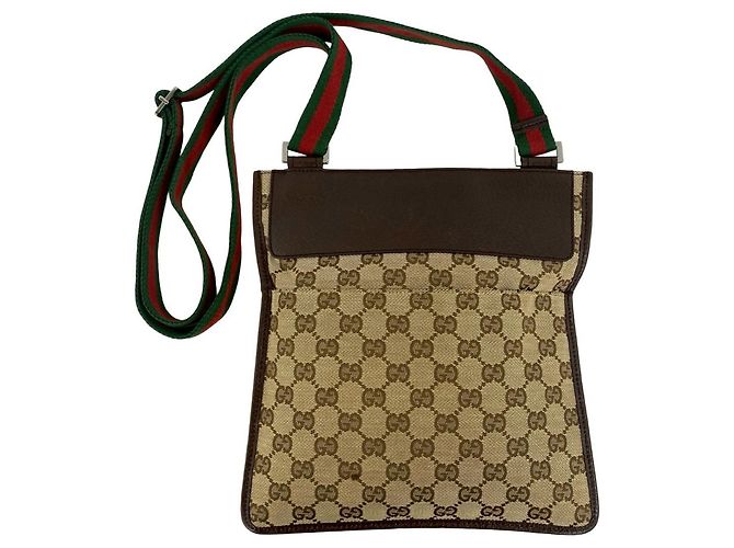 Mini borsa a tracolla Gucci Sherry Line GG Logo Pattern Marrone Rosso Verde - vista 3
