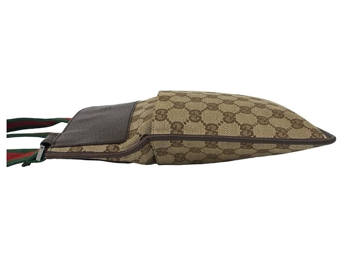Mini borsa a tracolla Gucci Sherry Line GG Logo Pattern Marrone Rosso Verde - vista 5