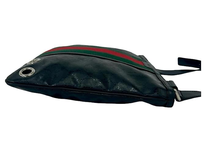 Borsa a Spalla Gucci Webbing GG Imprime Logo Pattern Nero Rosso Verde - vista 6