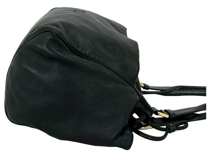 Loewe Anagram Logo Leder Beutel mit Kordelzug Schwarz - Ansicht 6
