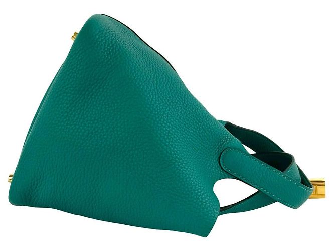 Hermès Borsa HERMES Picotin Lock Taurillon Clemence Mini Tote Bag Verde - vista 6