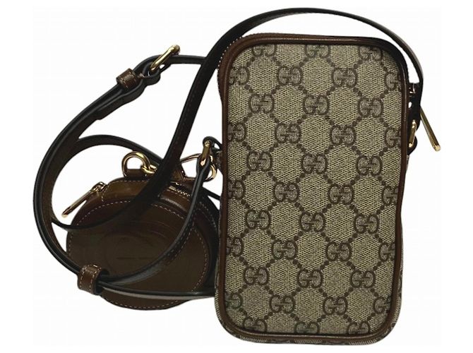 Borsa a Spalla Gucci Beige Marrone - vista 2