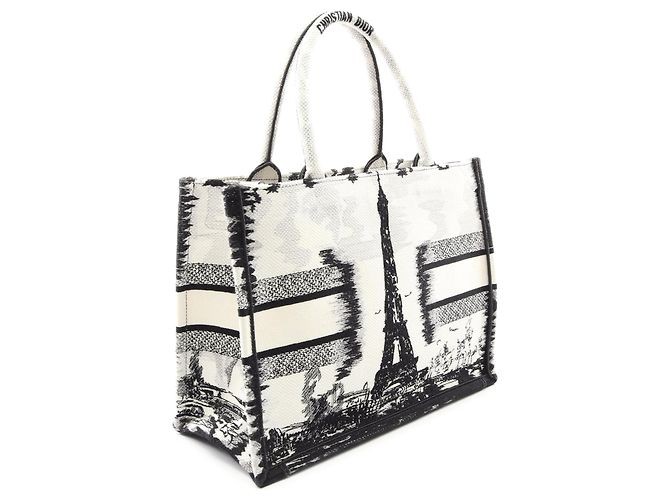 Book Tote Tote Book Dior in tela ricamata bianco Media Torre Eiffel - vista 2