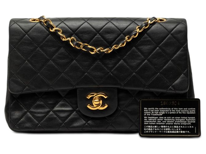 Chanel Black Medium Classic Lambskin Double Flap Schwarz - Ansicht 8