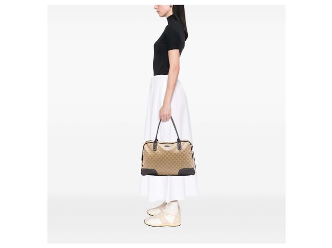 Borsa a Spalla Gucci Beige GG Crystal Web Princy - vista 6