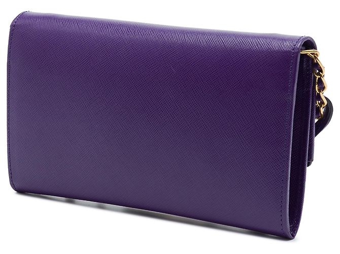 Portafoglio con catena Sound Lock in Saffiano viola di Prada Porpora Viola scuro - vista 2