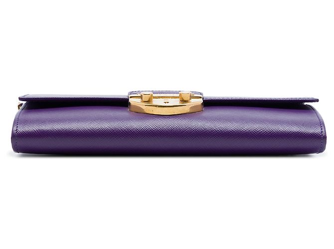 Portafoglio con catena Sound Lock in Saffiano viola di Prada Porpora Viola scuro - vista 3
