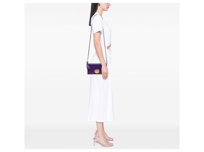 Portafoglio con catena Sound Lock in Saffiano viola di Prada Porpora Viola scuro - vista 6