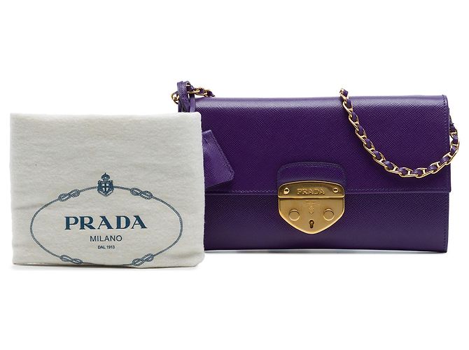 Portafoglio con catena Sound Lock in Saffiano viola di Prada Porpora Viola scuro - vista 7