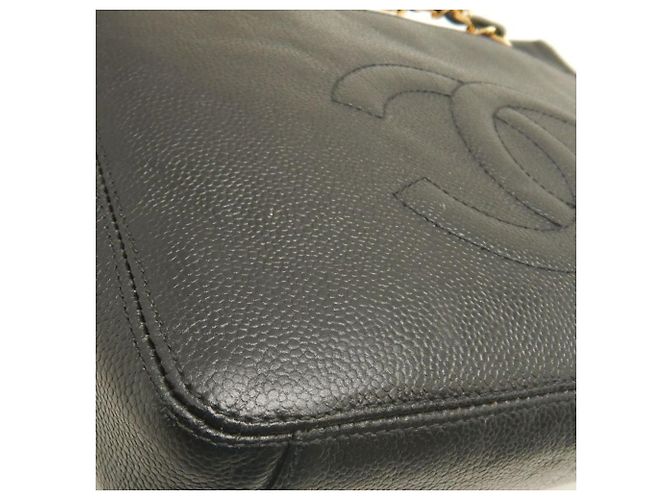 Chanel Black CC Caviar Front Pocket Chain Tote Nero - vista 10