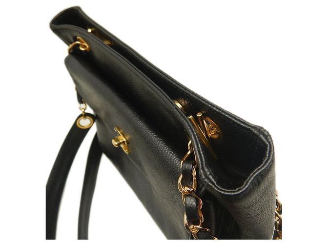 Chanel Black CC Caviar Front Pocket Chain Tote Nero - vista 16