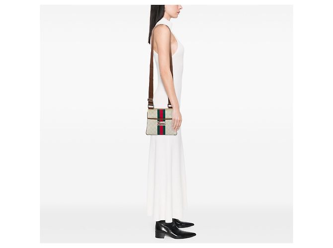 Gucci Borsa a tracolla GG Supreme Web bianca Bianco Crudo - vista 6