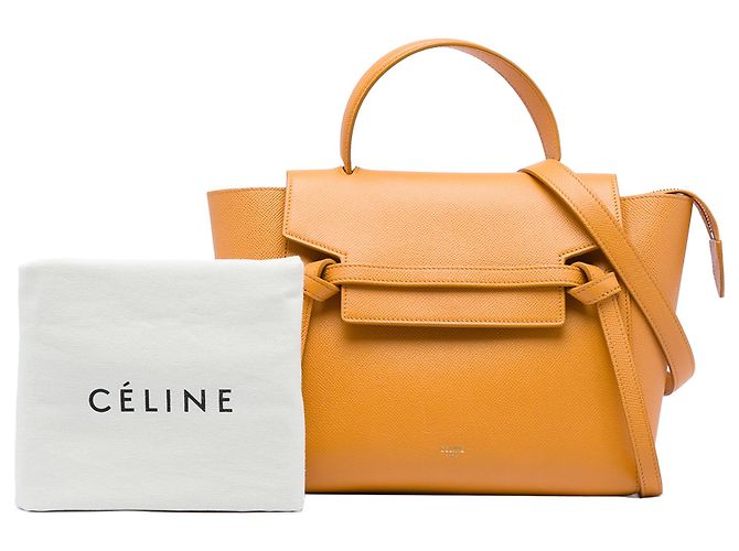 Céline Celine Yellow Micro Grained Calfskin Belt Bag Mustard - view 7