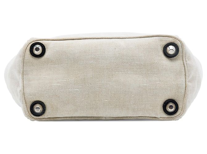 Bolso satchel Prada de mezcla de lino marrón Castaño Beige - vista 3