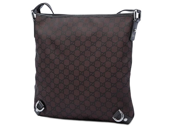 Gucci Borsa a tracolla Abbey GG Nylon marrone con anello a D Marrone scuro - vista 2