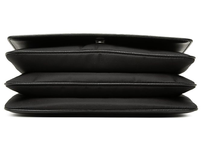 Borsa a tracolla con catena in Saffiano nero e Tessuto Prada - vista 3