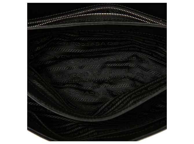Borsa a tracolla con catena in Saffiano nero e Tessuto Prada - vista 4