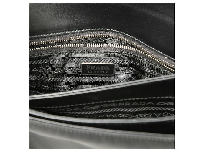 Borsa a tracolla con catena in Saffiano nero e Tessuto Prada - vista 5
