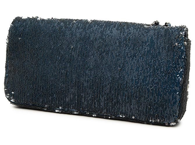 Clutch Flap Chanel Blue Coco Cuba con paillettes e catena Blu scuro - vista 2