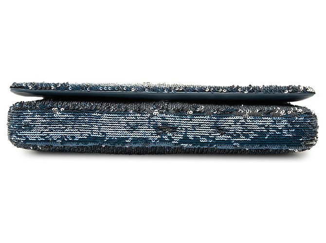 Clutch Flap Chanel Blue Coco Cuba con paillettes e catena Blu scuro - vista 3
