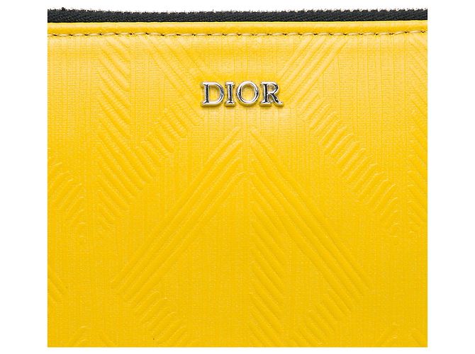 Clutch CD Diamond in tela rivestita gialla Dior Giallo - vista 4