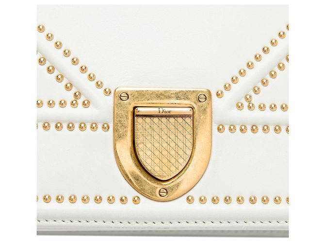 Diorama Flap in agnello borchiato bianco Medium Crudo - vista 6