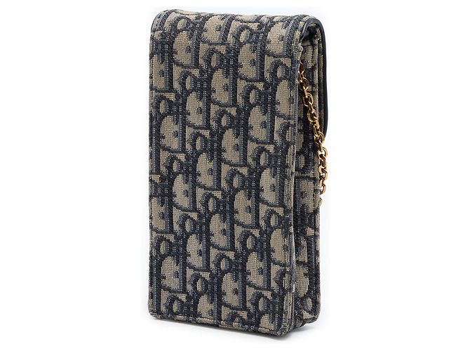 Portacellulare a tracolla Dior Blue Oblique Canvas Saddle Blu navy - vista 2