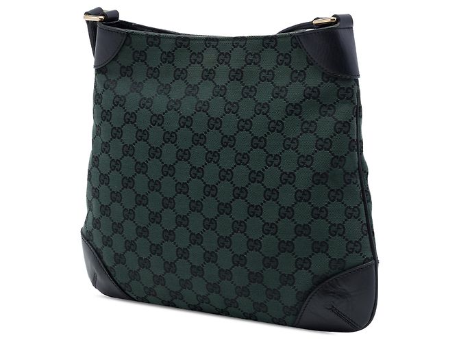Borsa a tracolla Gucci in tela GG verde Verde scuro - vista 2