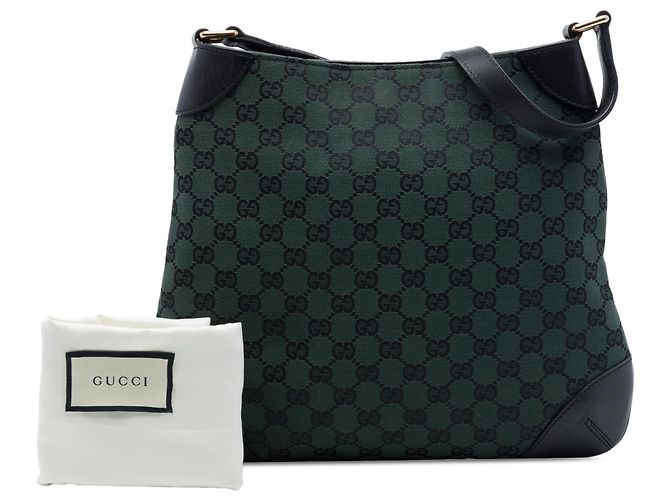 Borsa a tracolla Gucci in tela GG verde Verde scuro - vista 7